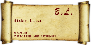 Bider Liza névjegykártya